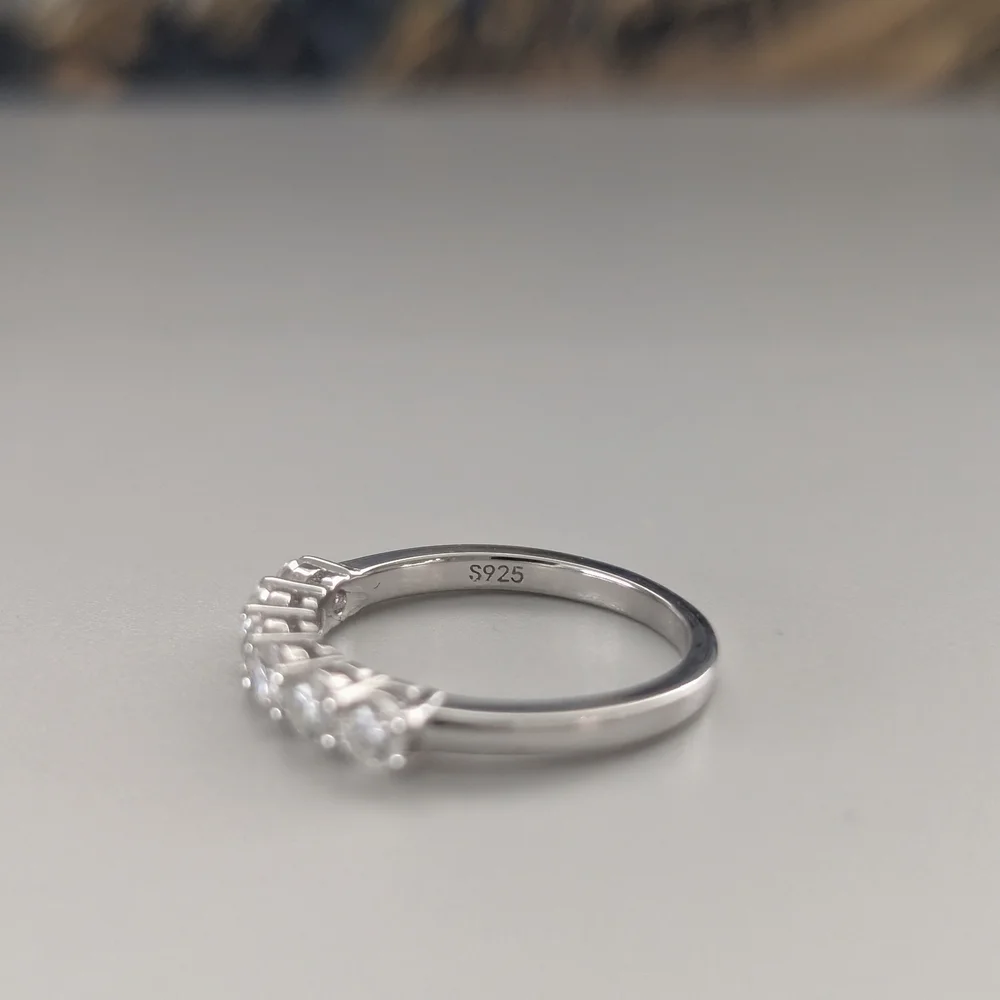 .925 Classic Silver 6-Stone Moissanite Band - Women's Jewelry